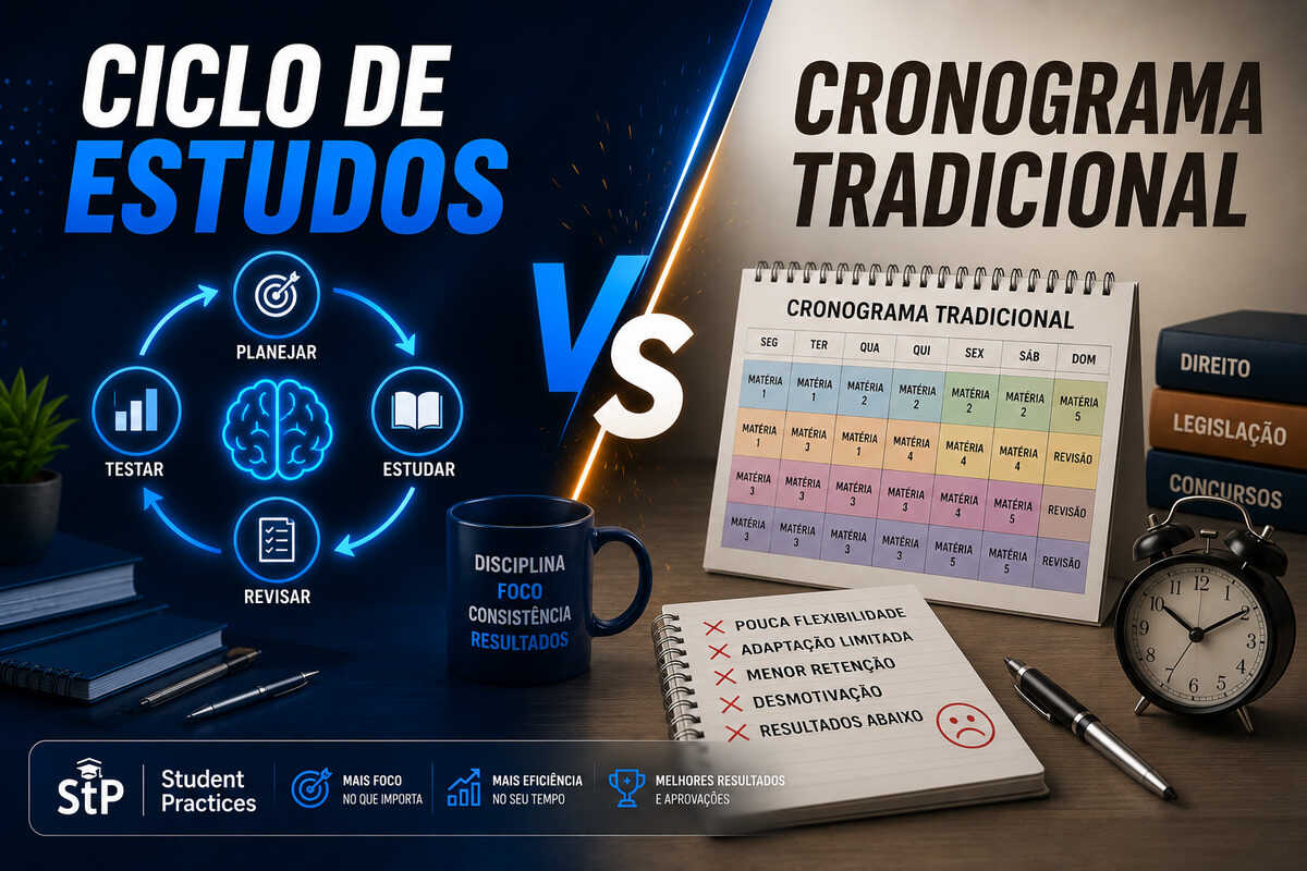 Ciclo de estudos vs cronograma tradicional