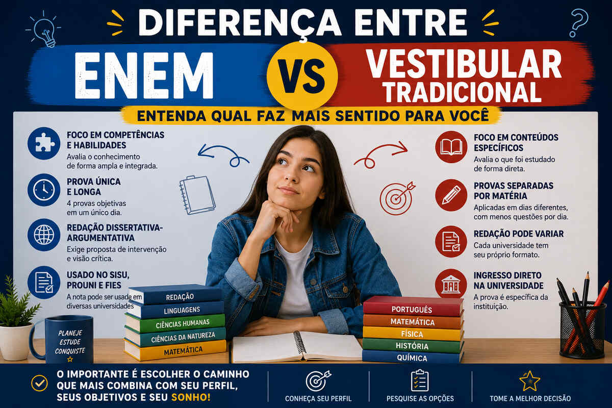 Diferença entre ENEM e Vestibular Tradicional: Entenda Qual Faz Mais Sentido Para Você